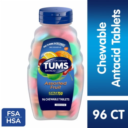TUMS Chewable Antacid Tablets Assorted Fruit Flavors Perspective: front