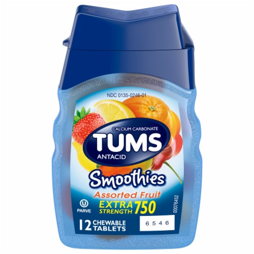 TUMS Smoothies Assorted Fruit Chewable Antacid Tablets Perspective: front