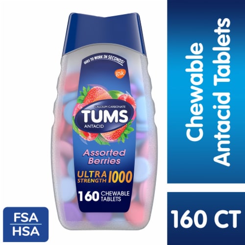TUMS Ultra Strength Assorted Berries Chewable Antacid Tablets Perspective: front