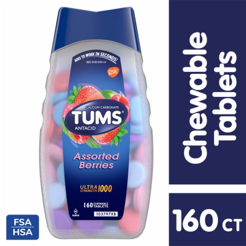 TUMS Ultra Strength Assorted Berries Chewable Antacid Tablets Perspective: front
