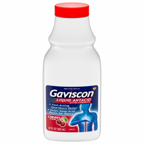 Gaviscon Extra Strength Cherry Antacid Fast-Acting Heartburn Relief Liquid Perspective: front