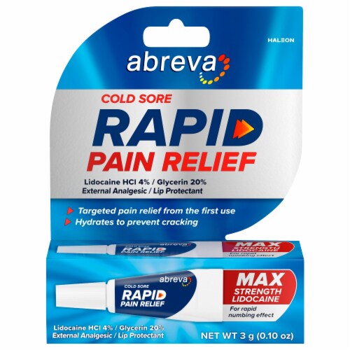 Abreva Cold Sore Rapid Pain Relief Lip Protectant Perspective: front