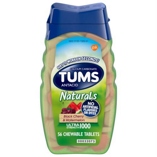TUMS Naturals Black Cherry & Watermelon Ultra Strength Antacid Tablets Perspective: front