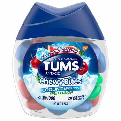 Tums Fruit Fusion Cooling Sensation Antacid Chewy Bites Perspective: front