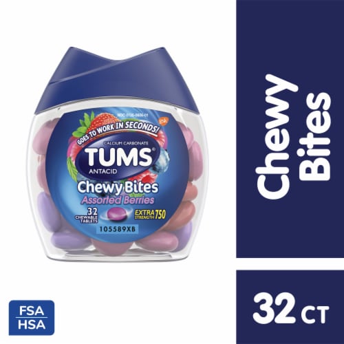 TUMS Chewy Bites Assorted Berries Chewable Antacid Tablets Perspective: front