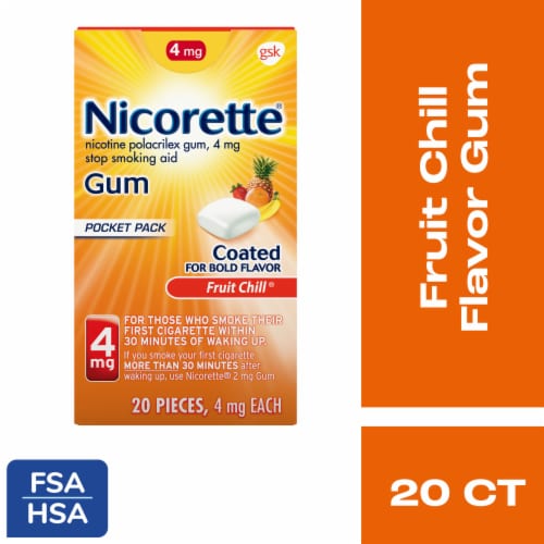 Nicorette Nicotine Fruit Chill Flavor Gum Perspective: front