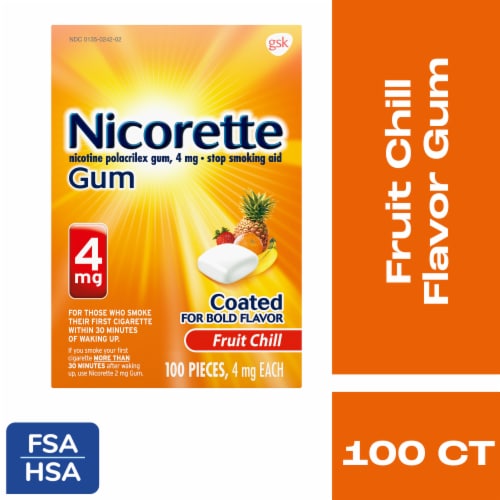 Nicorette Nicotine Fruit Chill Flavor Gum Perspective: front