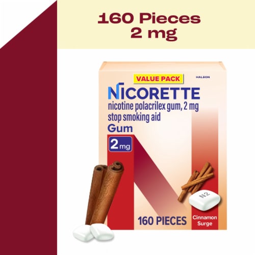 Nicorette Nicotine Gum to Help Stop Smoking, 2 mg, Cinnamon Surge Flavor - 160 Count Perspective: front