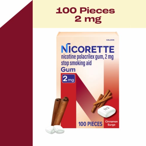 Nicorette Nicotine Cinnamon Surge Flavor Gum Perspective: front