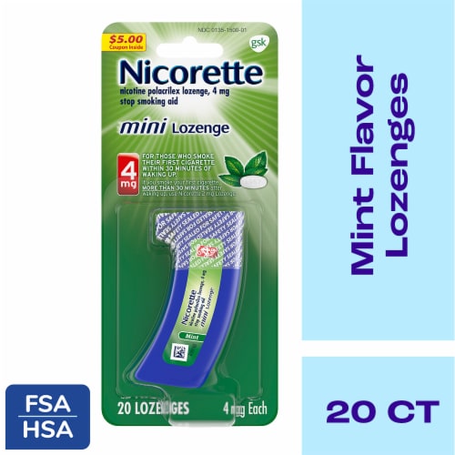 Nicorette Mini Nicotine Lozenges 4 mg Mint Flavor Perspective: front