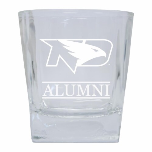R & R Imports GLTB-C-NDO20 ALUM North Dakota Fighting Hawks 8 oz Etched Alumni Glass Tumbler Perspective: front