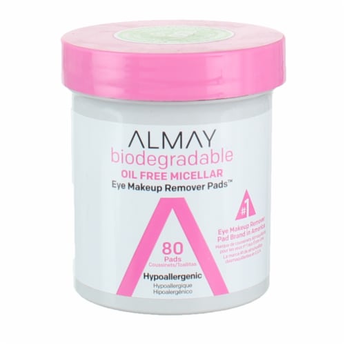 Almay Biodegradable Oil-Free Micellar Eye Makeup Remover Pads Perspective: front