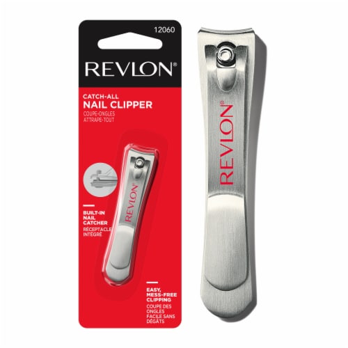 Revlon Catch-All Nail Clipper with Catcher, Stainless Steel Non-Corrosive  Curved Blade Fingernail Toenail Cutter 