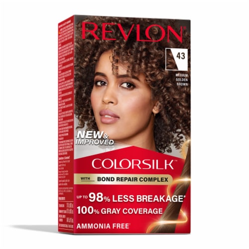 Revlon ColorSilk 43 Medium Golden Brown Permanent Hair Color Perspective: front