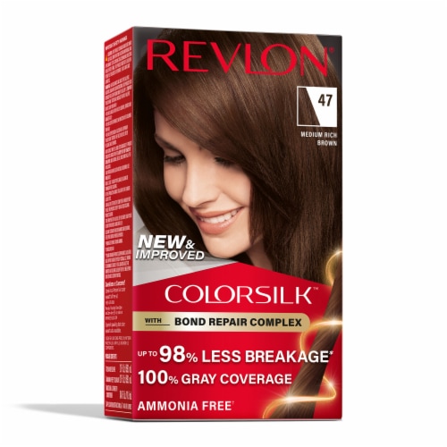 Revlon ColorSilk Permanent Hair Color with Bond Repair Complex 047 Medium Rich Brown Perspective: front