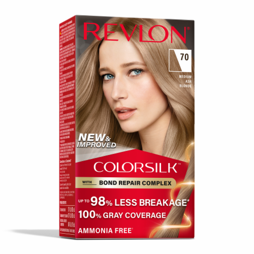 Revlon ColorSilk 070 Medium Ash Blonde Permanent Hair Color, 1 ct ...