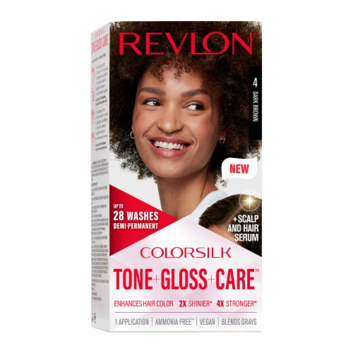 Revlon ColorSilk Tone + Gloss + Care Demi-Permanent Hair Color Shade 4 Dark Brown Perspective: front