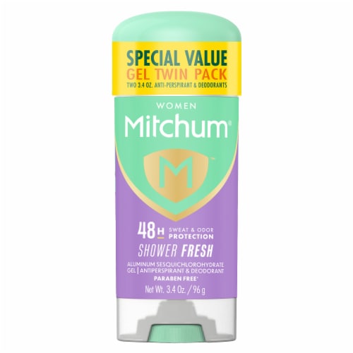 Mitchum Triple Odor Defense Women Gel Deodorant Shower Fresh 2-Pack Perspective: front
