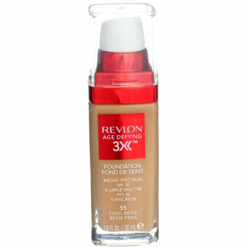 Revlon Age Defying 3X Firming + Lifting Makeup Foundation, Cool Beige 55, SPF 20, 1 fl oz Perspective: front