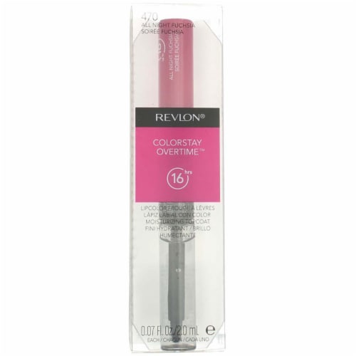 Revlon ColorStay Overtime 470 All Night Fuchsia Lipstick Perspective: front