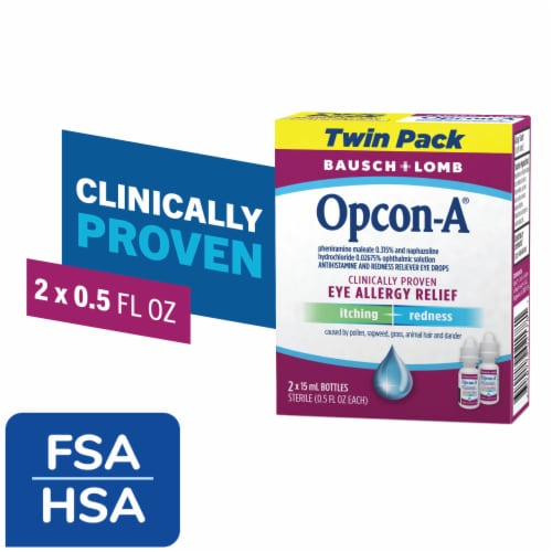 Bausch & Lomb Opcon-A Eye Allergy Relief Eye Drops Twin Pack Perspective: front