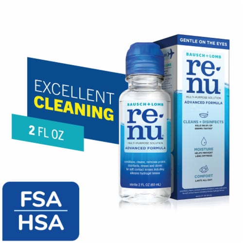renu Contact Lens Solution Advanced Formula Multipurpose Soft Lens Cleaner Perspective: front