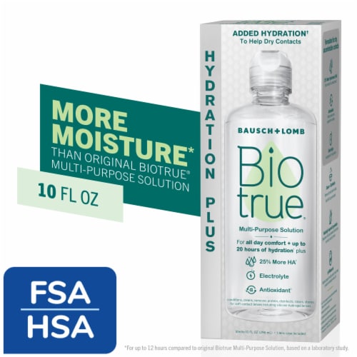 Biotrue Hydration Plus Contact Lens Solution for Soft Lenses with Lens Case Perspective: front
