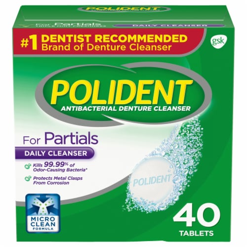 Polident Partials Antibacterial Denture Cleanser Tablets Perspective: front