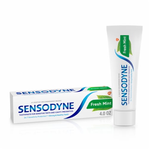 Sensodyne, Toothpaste For Sensitive Teeth and Cavity Protection, Fresh Mint, Sensitivity Protection Perspective: front