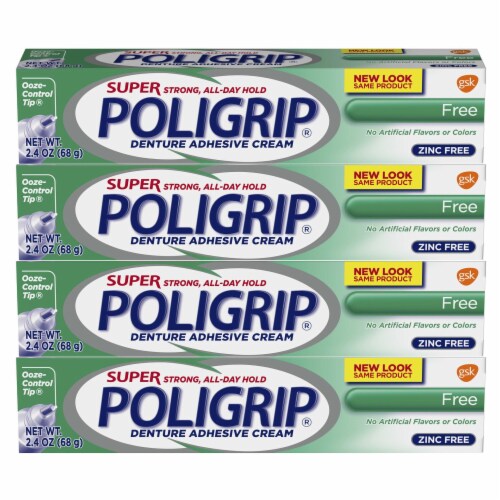 Super Poligrip Zinc Free Denture and Partials Adhesive Cream Perspective: front
