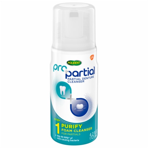 Polident Pro Partial Foam Step 1 Denture Cleanser Perspective: front