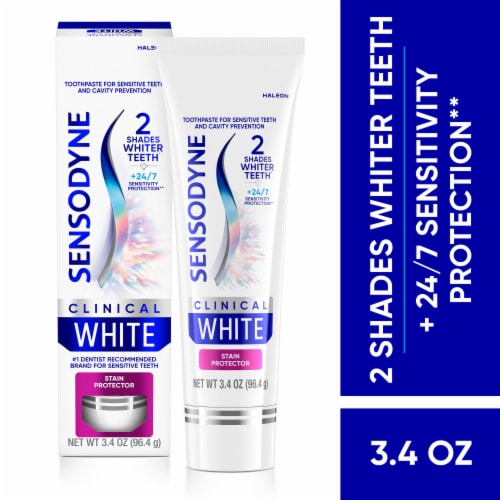 Sensodyne Clinical White Toothpaste For Sensitive Teeth, Stain Protector, 3.4 oz - Fry’s Food Stores
