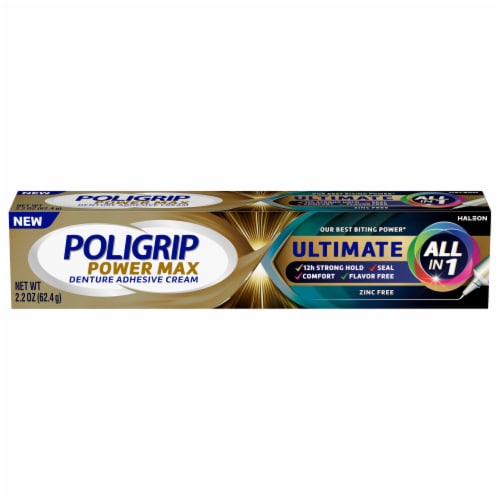 Poligrip Power Max Ultimate All in 1 Denture Adhesive Cream Perspective: front