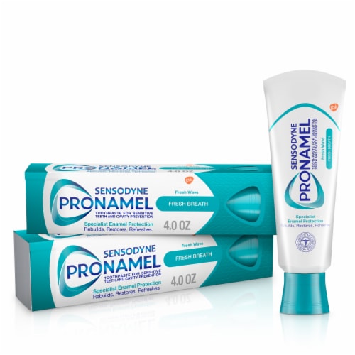 Sensodyne Pronamel Fresh Breath Enamel Toothpaste for Sensitive Teeth, Fresh Wave Perspective: front
