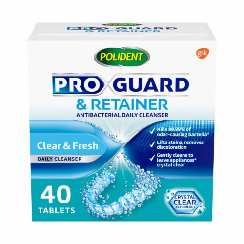 Polident ProGuard & Retainer Mouth Guard Cleaner and Retainer Cleaner Tablets Perspective: front