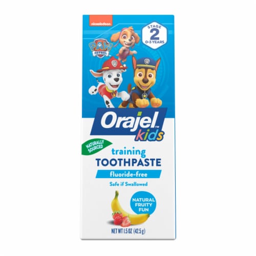 Orajel Kids PAW Patrol Fluoride-Free Training Toothpaste Natural Fruity Fun Flavor Perspective: front