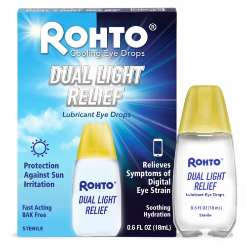 Rohto Dual Light Relief Lubricant Eye Drops - 0.6 fl oz Perspective: front