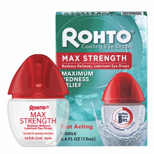 Rohto® Cool Max Strength Redness Relief Lubricating Cooling Eye Drops Perspective: front