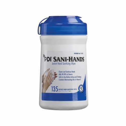 Sani-Hands ALC Instant Hand Sanitizing Wipes, 1-Ply, 7.5 x 6, White, 135/Canister, 12 Canisters/Carton