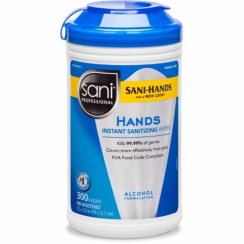 Hands Instant Sanitizing Wipes, 7.5 x 5, 300/Canister