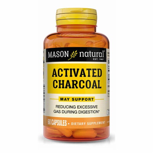 Mason Natural Activated Vegetable Charcoal Dietary Supplement  - 1 Each - 60 CAP - Pack of 3 Perspective: front