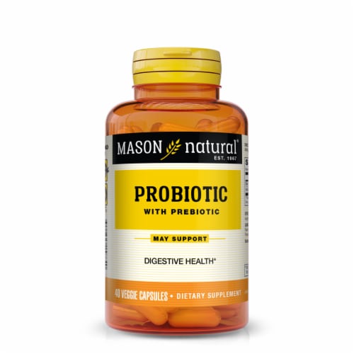Mason Natural Probiotic with Prebiotic Digestive Health Dietary Supplement Capsules Perspective: front