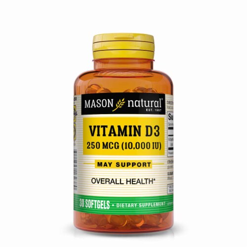 Mason Natural® Vitamin D3 Dietary Supplement Softgels 10000 IU Perspective: front