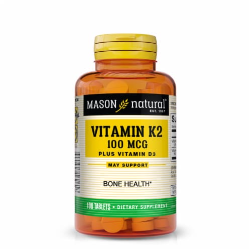 Mason Natural Vitamin K2 Plus Vitamin D3 Dietary Supplement Perspective: front