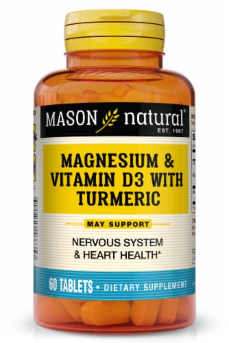 Mason Natural® Magnesium & D3 with Turmeric Tablets Perspective: front