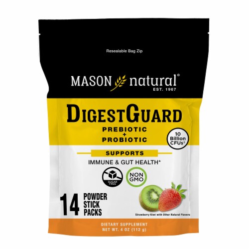 Mason Natural® Digest Guard Prebiotic & Probiotic Powder Stick Packs Perspective: front