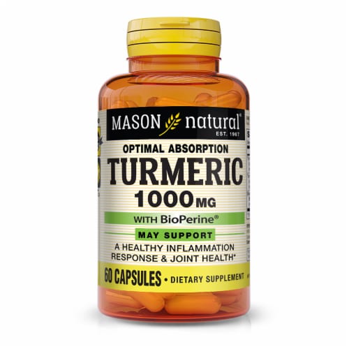 Mason Natural Optimal Absorption Tumeric with Bioperine Capsules Perspective: front