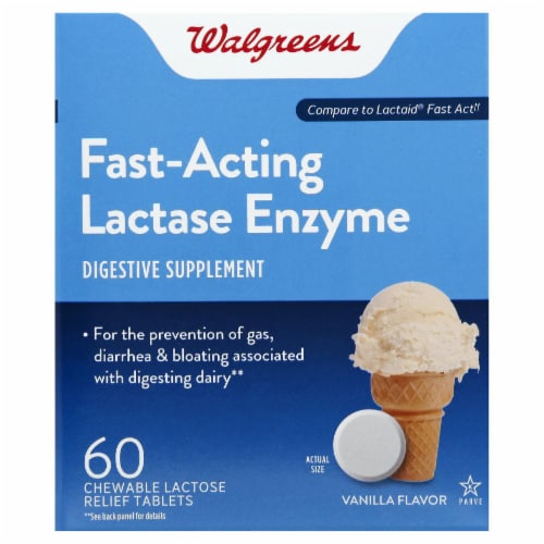 Walgreens FastActing Lactase Enzyme Vanilla Flavor Chewable Lactose