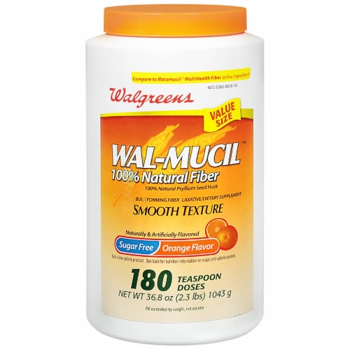 Walgreens WalMucil Sugar Free Orange Flavor Fiber Laxative Powder, 36.