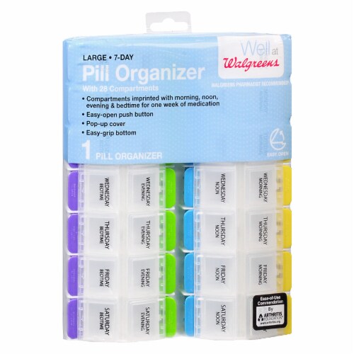 Walgreens 7-Day Pill Organizer with 28 Compartments Large